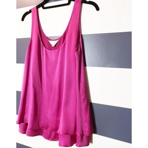Pretty! ZOA Silk layered Trapeze tank top work blouse HOT PINK fuchsia women M